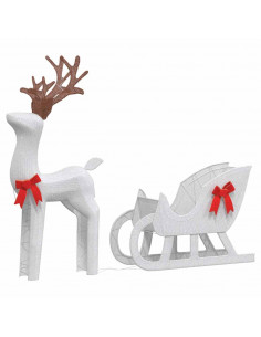 Decorazione Natalizia Renna e Slitta 100 LED Bianco Freddo
