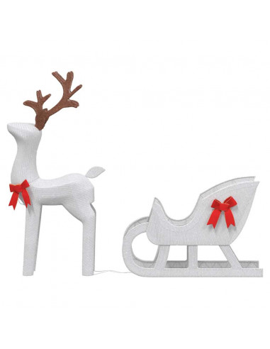 Decorazione Natalizia Renna e Slitta 100 LED Bianco Freddo
