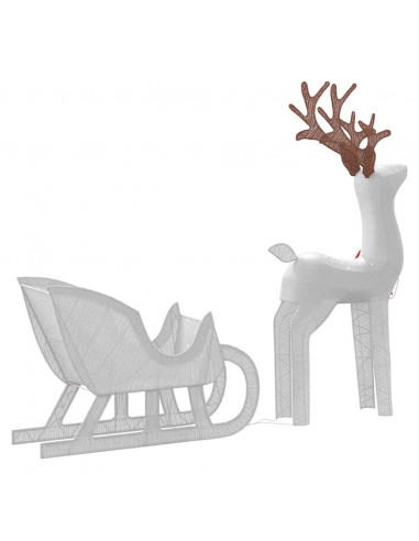 Decorazione Natalizia Renna e Slitta 100 LED Bianco Freddo