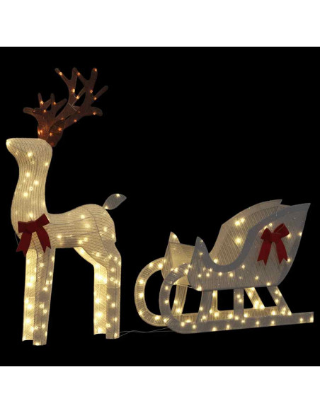 Decorazione Natalizia Renna e Slitta 100 LED Bianco Freddo