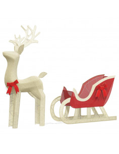 Decorazione Natalizia Renna e Slitta 100 LED Bianco Caldo