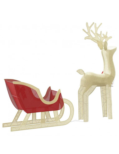 Decorazione Natalizia Renna e Slitta 100 LED Bianco Caldo