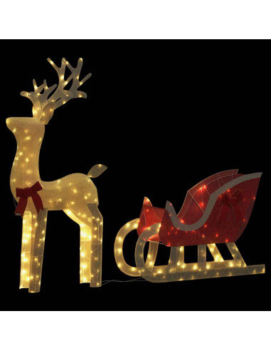 Decorazione Natalizia Renna e Slitta 100 LED Bianco Caldo