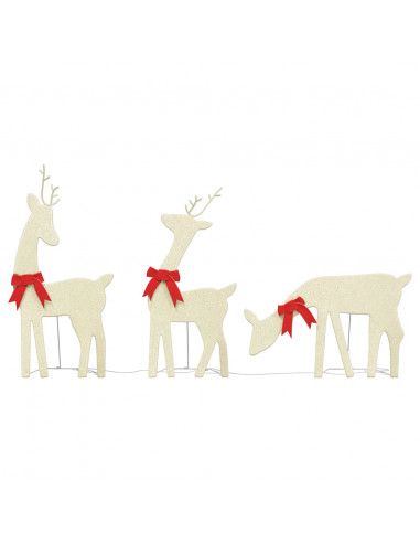 Decorazione Natalizia Renna 3 pz 90 LED Bianco Caldo