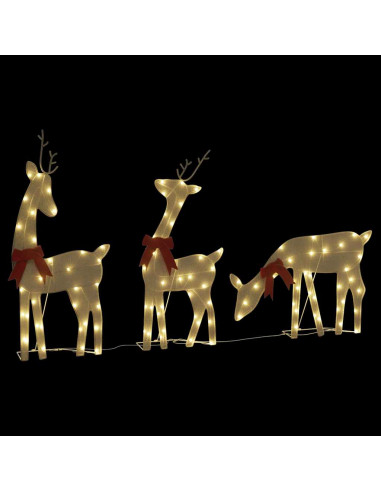 Decorazione Natalizia Renna 3 pz 90 LED Bianco Caldo