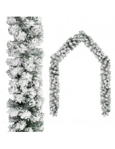 Ghirlanda Natalizia con Neve Verde 5 m in PVC