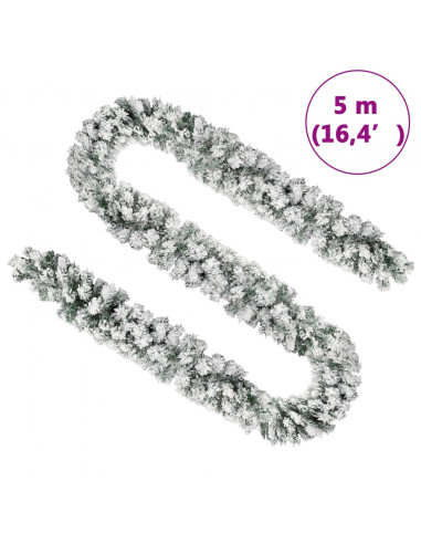 Ghirlanda Natalizia con Neve Verde 5 m in PVC