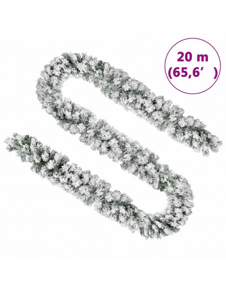 Ghirlanda Natalizia con Neve Verde 20 m in PVC