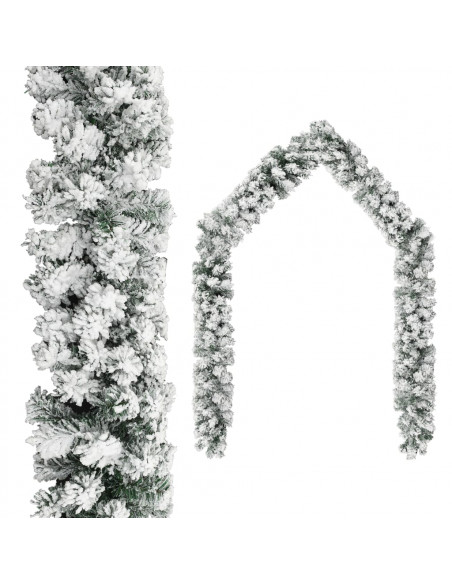 Ghirlanda Natalizia con Neve Verde 10 m in PVC
