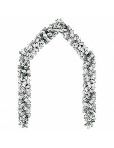Ghirlanda Natalizia con Neve Verde 10 m in PVC