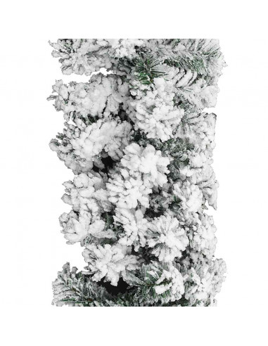 Ghirlanda Natalizia con Neve Verde 10 m in PVC