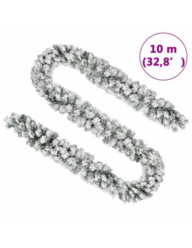 Ghirlanda Natalizia con Neve Verde 10 m in PVC