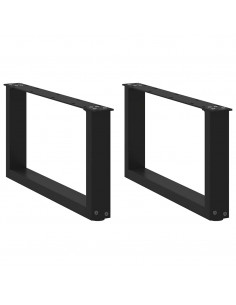 Gambe Tavolino da Caffè a U 2 pz Nero 60x(30-31) cm in Acciaio