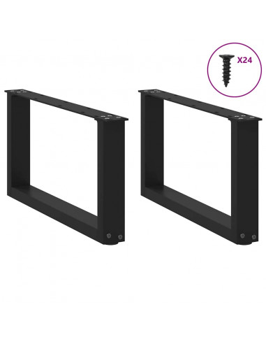 Gambe Tavolino da Caffè a U 2 pz Nero 60x(30-31) cm in Acciaio