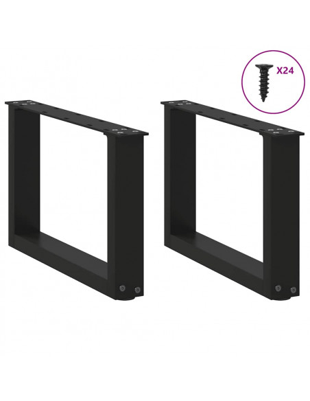 Gambe per Tavolino da Caffè a Forma di U 2 pz Nere 50x(30-31) cm Acciaio