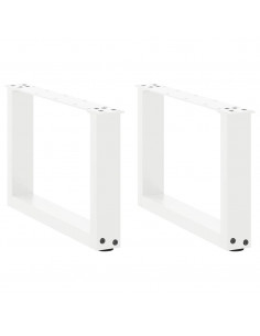Gambe Tavolino da Caffè a U 2 pz Bianco 50x(30-31)cm in Acciaio