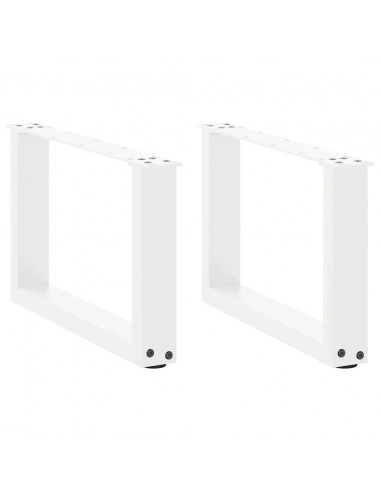 Gambe Tavolino da Caffè a U 2 pz Bianco 50x(30-31)cm in Acciaio
