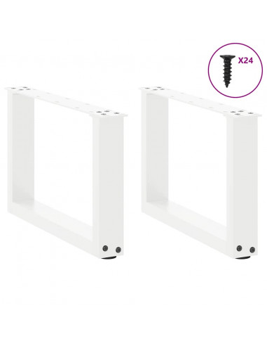 Gambe Tavolino da Caffè a U 2 pz Bianco 50x(30-31)cm in Acciaio