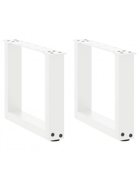 Gambe Tavolino da Caffè a U 2 pz Bianco 30x(30-31)cm in Acciaio