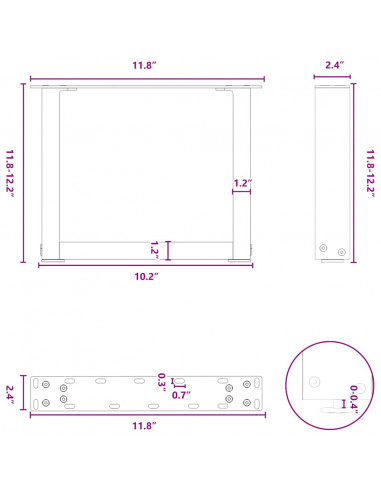 Gambe per Tavolino da Caffè a Forma di U 2 pz Bianche 30x(30-31) cm Acciaio