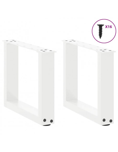 Gambe Tavolino da Caffè a U 2 pz Bianco 30x(30-31)cm in Acciaio