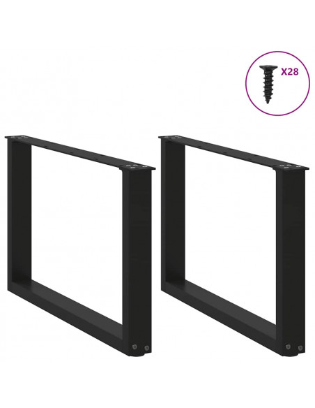 Gambe Tavolino Caffè a U 2 pz Nero 70x(42-43)cm Acciaio
