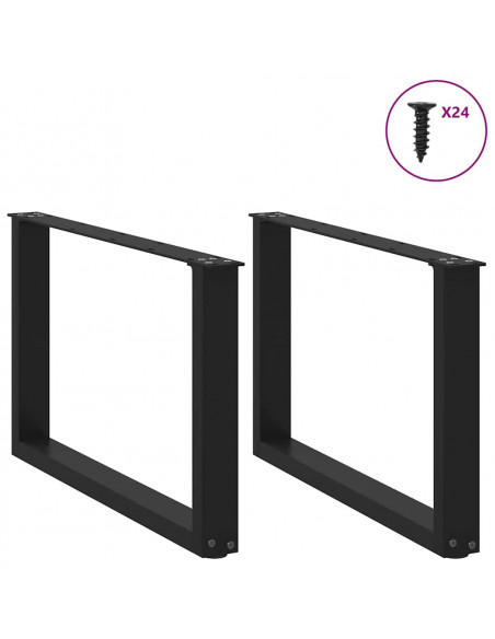 Gambe per Tavolino da Caffè a Forma di U 2 pz Nere 60x(42-43) cm Acciaio