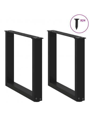 Gambe Tavolino Caffè a U 2 pz Nero 50x(42-43) cm in Acciaio