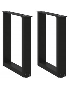 Gambe Tavolino Caffè a U 2 pz Nero 38x(42-43)cm Acciaio