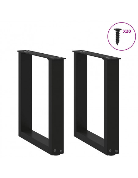 Gambe Tavolino Caffè a U 2 pz Nero 38x(42-43)cm Acciaio