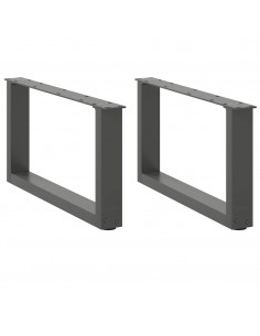 Gambe Tavolino Caffè a U 2 pz Antracite 60x(30-31)cm in Acciaio