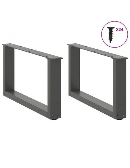 Gambe Tavolino Caffè a U 2 pz Antracite 60x(30-31)cm in Acciaio