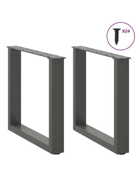 Gambe per Tavolino da Caffè a Forma di U 2 pz Antracite 50x(42-43) cm Acciaio