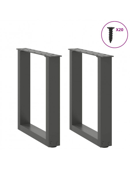 Gambe Tavolino Caffè a U 2 pz Antracite 38x(42-43) cm Acciaio