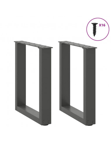 Gambe Tavolino Caffè a U 2 pz Antracite 28x(42-43) cm Acciaio