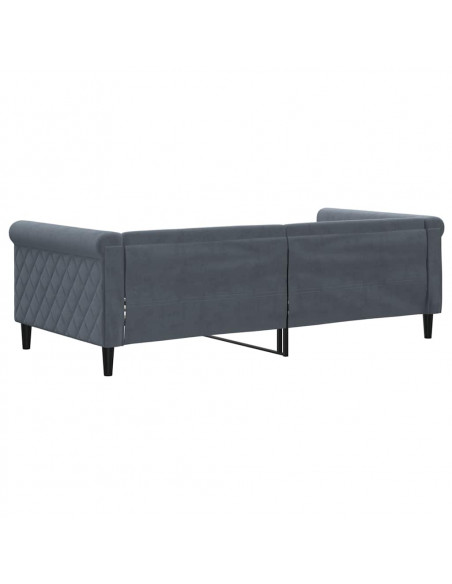 Letto da Giorno Grigio Scuro 90x190 cm in Velluto