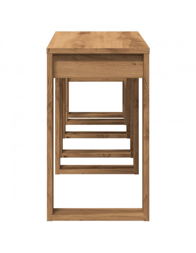 Nido di Tavoli 3 pz Rovere Artigianale in Legno Multistrato