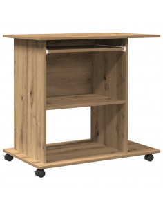 Scrivania Computer Rovere Artigianale Legno Multistrato