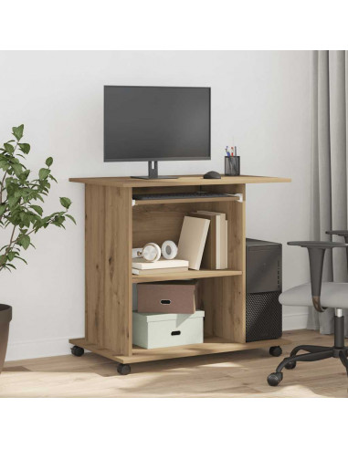 Scrivania Computer Rovere Artigianale Legno Multistrato