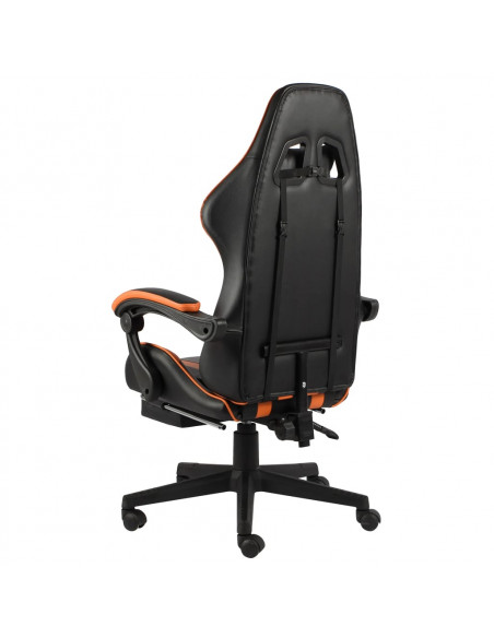 Sedia da Gaming con Poggiapiedi Nero e Arancione in Similpelle