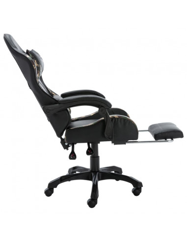 Sedia da Gaming con Poggiapiedi Nera e Mimetica in Similpelle