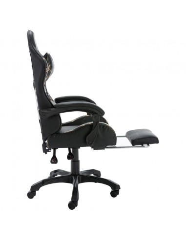Sedia da Gaming con Poggiapiedi Nera e Mimetica in Similpelle