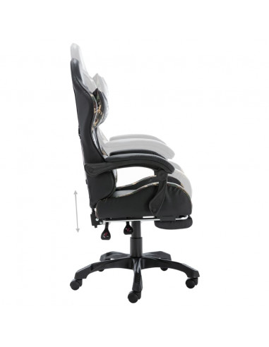 Sedia da Gaming con Poggiapiedi Nera e Mimetica in Similpelle