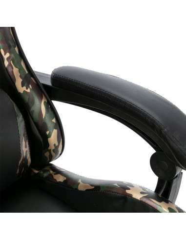 Sedia da Gaming con Poggiapiedi Nera e Mimetica in Similpelle
