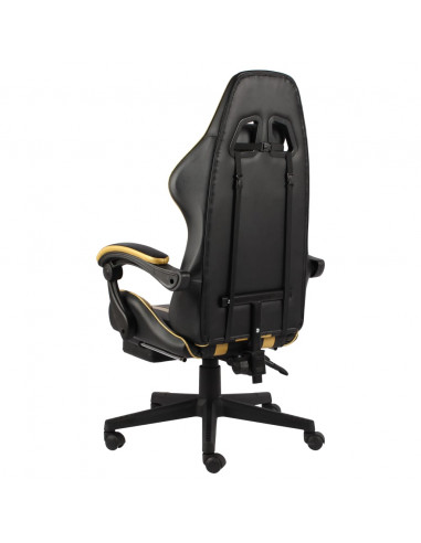 Sedia da Gaming con Poggiapiedi Nero e Oro in Similpelle