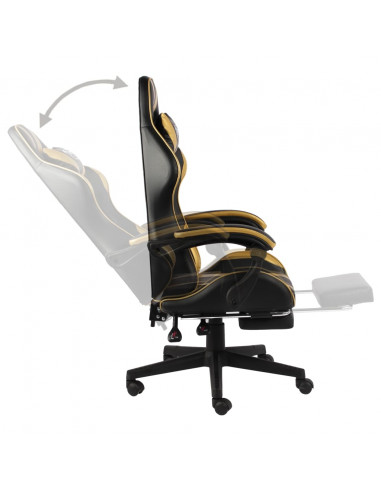 Sedia da Gaming con Poggiapiedi Nero e Oro in Similpelle