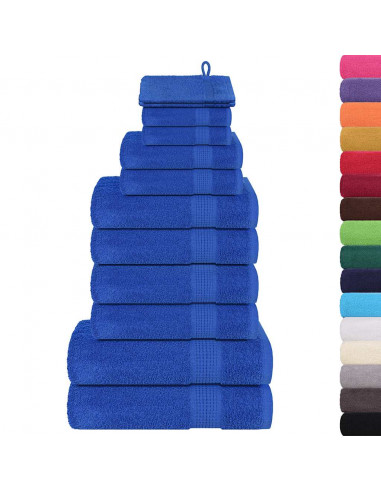 Set Asciugamani 12 pz Blu 360 gsm 100% Cotone