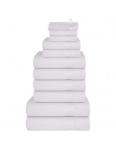 Set Asciugamani 12 pz Bianchi 360 gsm 100% Cotone