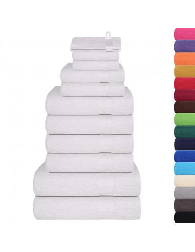 Set Asciugamani 12 pz Bianchi 360 gsm 100% Cotone