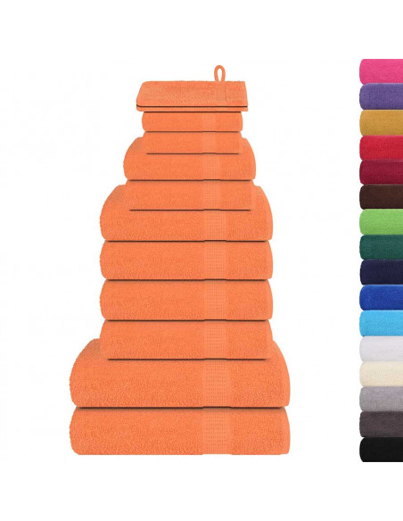 Set Asciugamani 12 pz Arancioni 360 gsm 100% Cotone